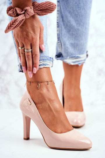 Kingad Pealiste omad Sergio Leone Laque kõrge jämeda kontsaga beeži värvi Campbell 2