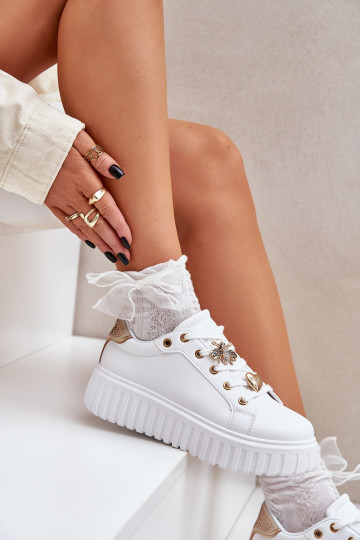 Sneakers tüüpi jalanõud Pealiste omad Z Przypinkami valget värvi Grelesi