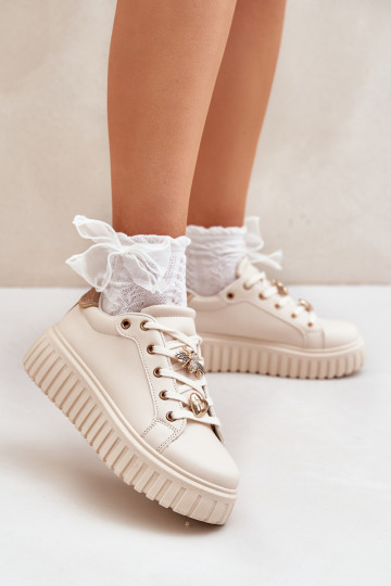 Sneakers tüüpi jalanõud Pealiste omad Z Przypinkami beeži värvi Grelesi
