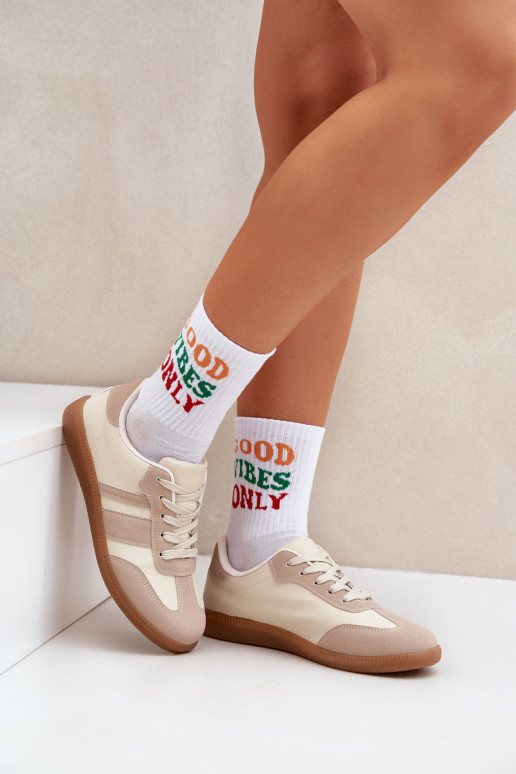 Sellel ondal Sneakers tüüpi jalanõud Pealiste omad eko-nahast beeži värvi Nonalorin