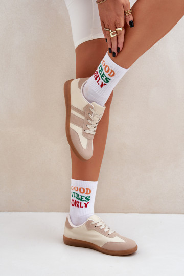 Sellel ondal Sneakers tüüpi jalanõud Pealiste omad eko-nahast beeži värvi Nonalorin 2