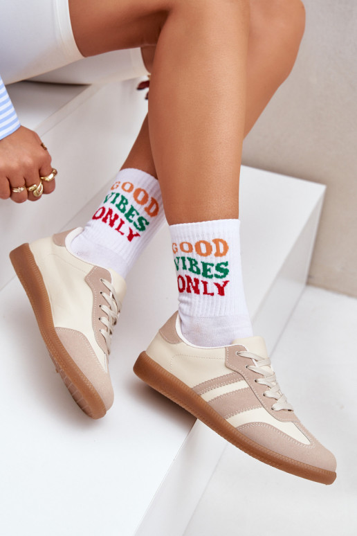 Sellel ondal Sneakers tüüpi jalanõud Pealiste omad eko-nahast beeži värvi Nonalorin