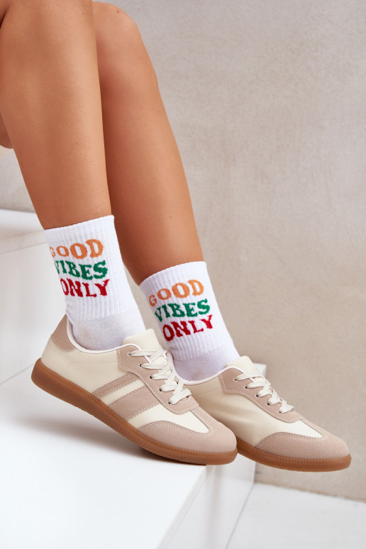 Sellel ondal Sneakers tüüpi jalanõud Pealiste omad eko-nahast beeži värvi Nonalorin