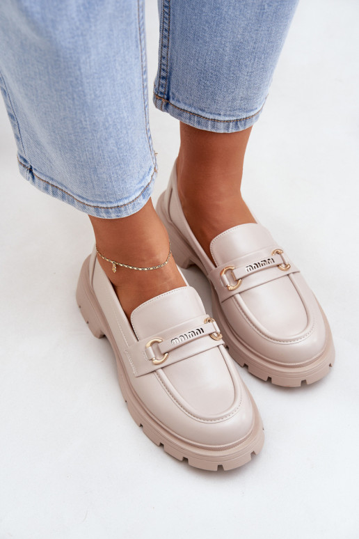 Klassikalise mudeli naiste mokassiinid eko-nahast beeži värvi Savethira Klassikalise mudeli naiste mokassiinid eko-nahast beeži värvi Savethira