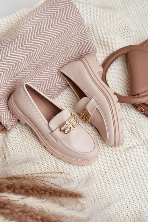 Klassikalise mudeli naiste mokassiinid eko-nahast beeži värvi Savethira Klassikalise mudeli naiste mokassiinid eko-nahast beeži värvi Savethira