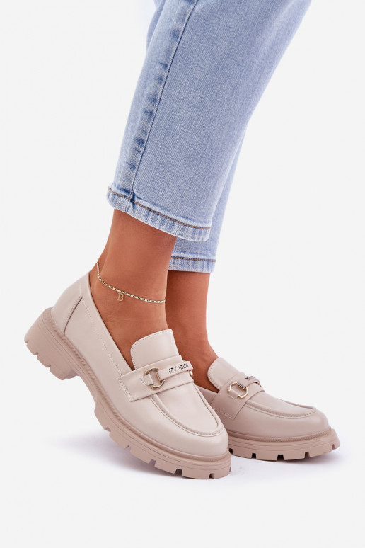 Klassikalise mudeli naiste mokassiinid eko-nahast beeži värvi Savethira Klassikalise mudeli naiste mokassiinid eko-nahast beeži värvi Savethira