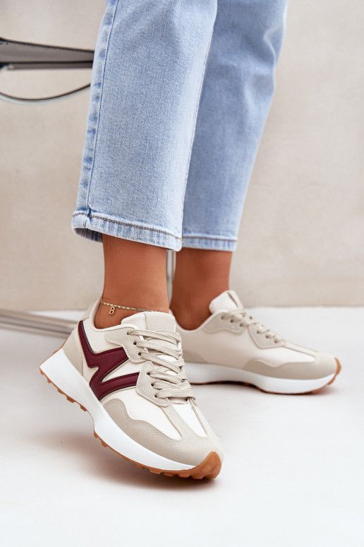 spordijalatsid Sneakers tüüpi jalanõud Pealiste omad beeži värvi-bordoo-värvi Britma