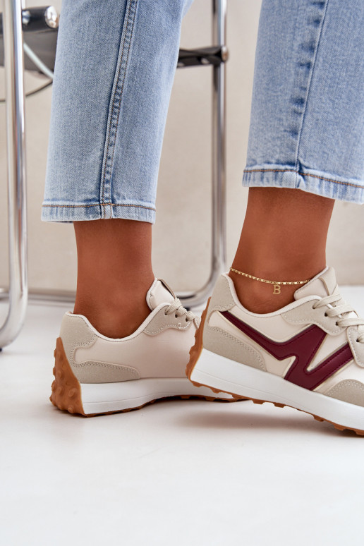 spordijalatsid Sneakers tüüpi jalanõud Pealiste omad beeži värvi-bordoo-värvi Britma