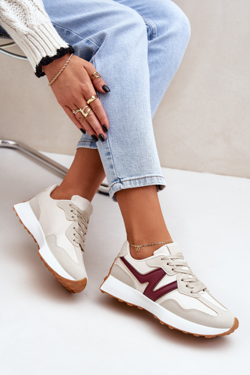 spordijalatsid Sneakers tüüpi jalanõud Pealiste omad beeži värvi-bordoo-värvi Britma