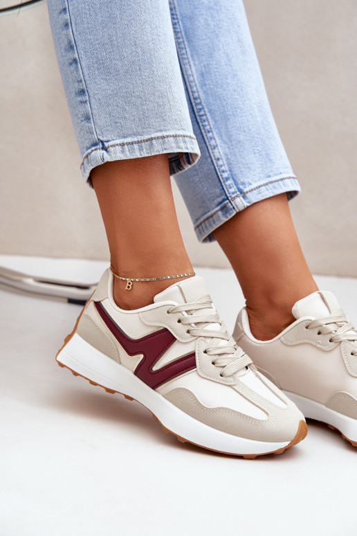 spordijalatsid Sneakers tüüpi jalanõud Pealiste omad beeži värvi-bordoo-värvi Britma