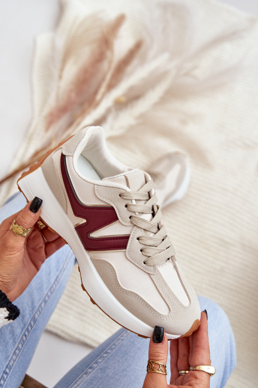 spordijalatsid Sneakers tüüpi jalanõud Pealiste omad beeži värvi-bordoo-värvi Britma