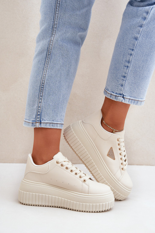Stiilne Sneakers tüüpi jalanõud platvormiga Elevandiluu värvi Vallexia Stiilne Sneakers tüüpi jalanõud platvormiga Elevandiluu värvi Vallexia