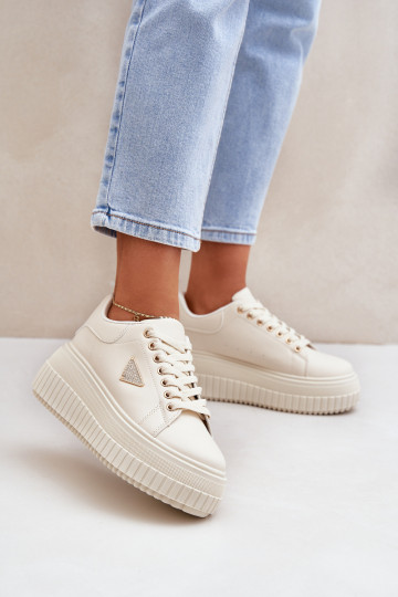 Stiilne Sneakers tüüpi jalanõud platvormiga Elevandiluu värvi Vallexia 2