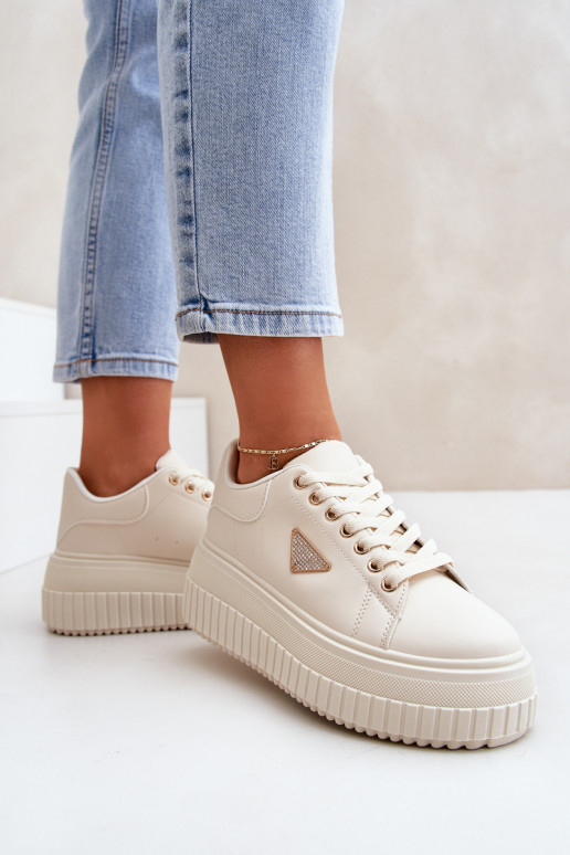 Stiilne Sneakers tüüpi jalanõud platvormiga Elevandiluu värvi Vallexia Stiilne Sneakers tüüpi jalanõud platvormiga Elevandiluu värvi Vallexia
