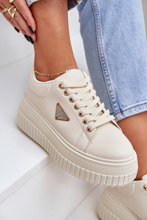 Stiilne Sneakers tüüpi jalanõud platvormiga Elevandiluu värvi Vallexia Stiilne Sneakers tüüpi jalanõud platvormiga Elevandiluu värvi Vallexia