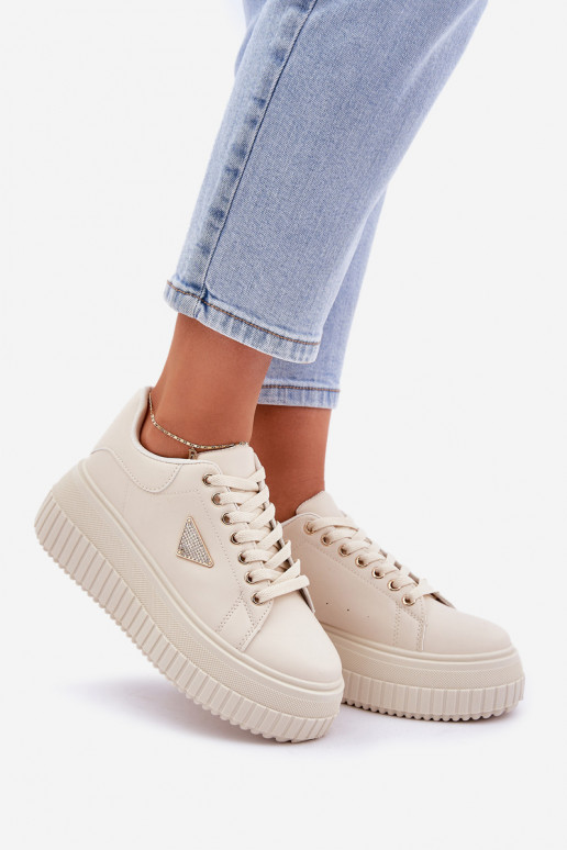 Stiilne Sneakers tüüpi jalanõud platvormiga Elevandiluu värvi Vallexia Stiilne Sneakers tüüpi jalanõud platvormiga Elevandiluu värvi Vallexia
