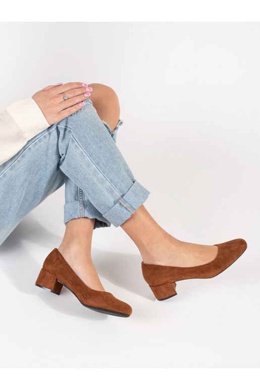 pruunid värvi seemisnahk poolsaapad kõrge kontsaga