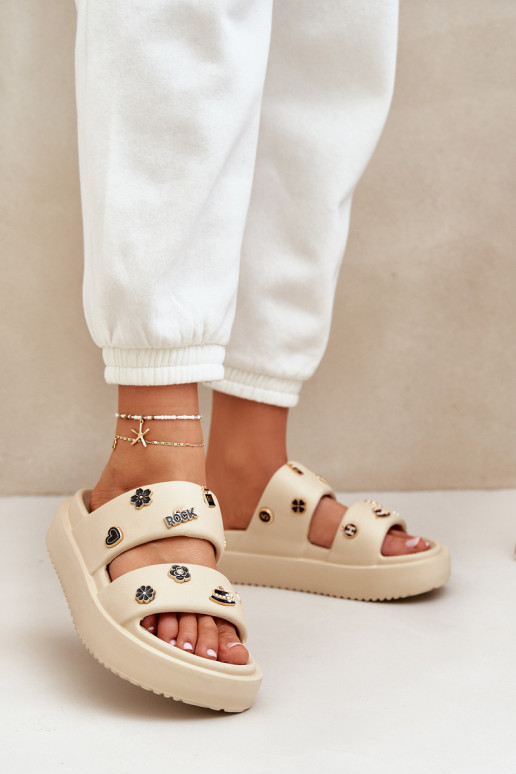 Kerged rannaplätud naiste plätud Z Przypinkami beeži värvi Ravanala