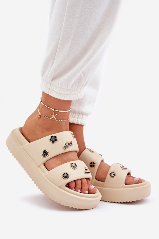 Kerged rannaplätud naiste plätud Z Przypinkami beeži värvi Ravanala