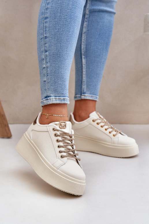 Sneakers tüüpi jalanõud platvormiga Koos Ornatei Sznurósissekami beeži värvi Fonetha Sneakers tüüpi jalanõud platvormiga Koos Ornatei Sznurósissekami beeži värvi Fonetha