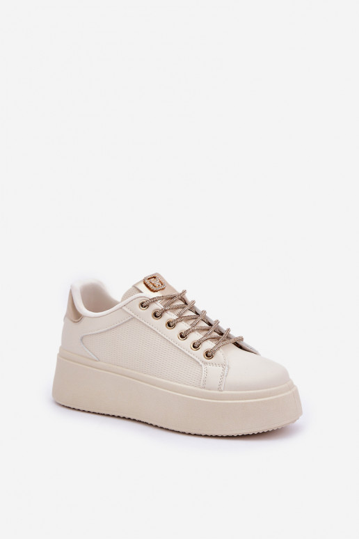 Sneakers tüüpi jalanõud platvormiga Koos Ornatei Sznurósissekami beeži värvi Fonetha Sneakers tüüpi jalanõud platvormiga Koos Ornatei Sznurósissekami beeži värvi Fonetha