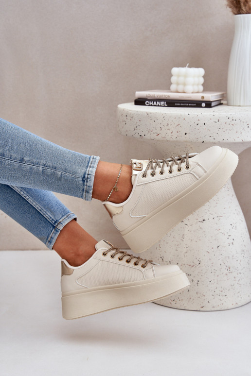 Sneakers tüüpi jalanõud platvormiga Koos Ornatei Sznurósissekami beeži värvi Fonetha Sneakers tüüpi jalanõud platvormiga Koos Ornatei Sznurósissekami beeži värvi Fonetha