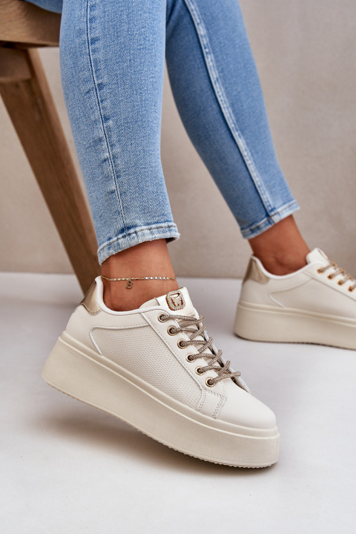 Sneakers tüüpi jalanõud platvormiga Koos Ornatei Sznurósissekami beeži värvi Fonetha Sneakers tüüpi jalanõud platvormiga Koos Ornatei Sznurósissekami beeži värvi Fonetha
