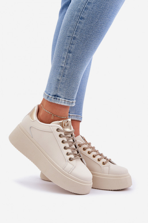 Sneakers tüüpi jalanõud platvormiga Koos Ornatei Sznurósissekami beeži värvi Fonetha Sneakers tüüpi jalanõud platvormiga Koos Ornatei Sznurósissekami beeži värvi Fonetha