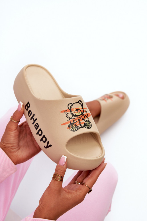 Valgus naiste plätud Paksu talla peal Koos Karuga Kerged rannaplätud beeži värvi Serefina