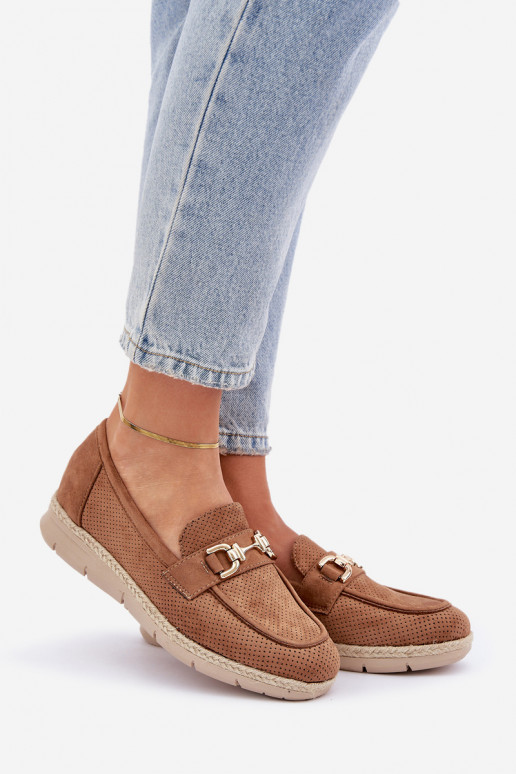 Ažuurne Mokassiinid Ze Kuldset värvim Detalem I Jutosisseą Plecionką pruunid värvi Lainer