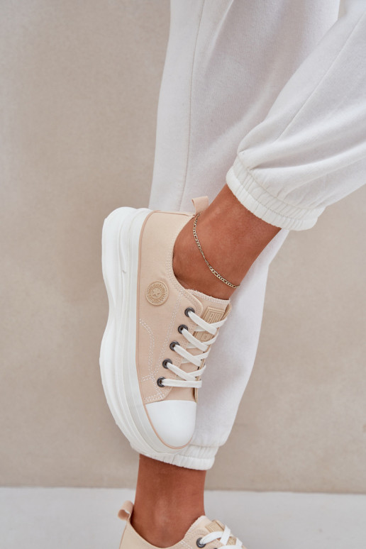 Pealistesaapad Sellel onssiivsel tallal Big Star NN274127 beeži värvi Pealistesaapad Sellel onssiivsel tallal Big Star NN274127 beeži värvi