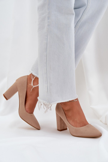 Kõrge kontsaga kingad Eco Suedeosissee beeži värvi Florena