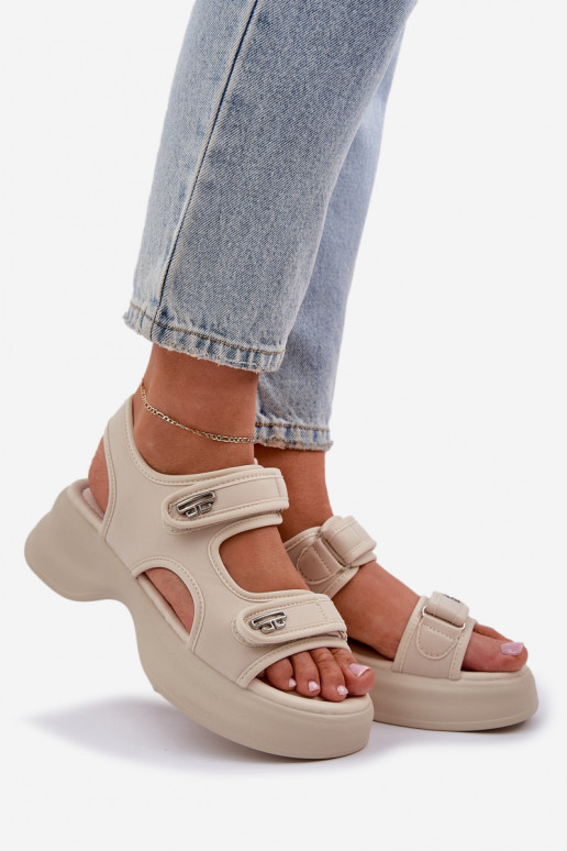 Riidest Kerged sandaalid platvormiga Elevandiluu värvi Deniffia Riidest Kerged sandaalid platvormiga Elevandiluu värvi Deniffia