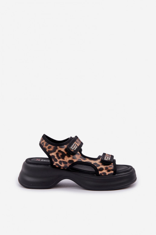 Eko Pealhk Kerged sandaalid platvormiga leopardimustriga pruunid värvi Deniffia