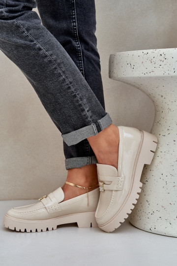 Lakitud mokassiinid Pealiste omad Z Przypinką Karu beeži värvi INulinea 2