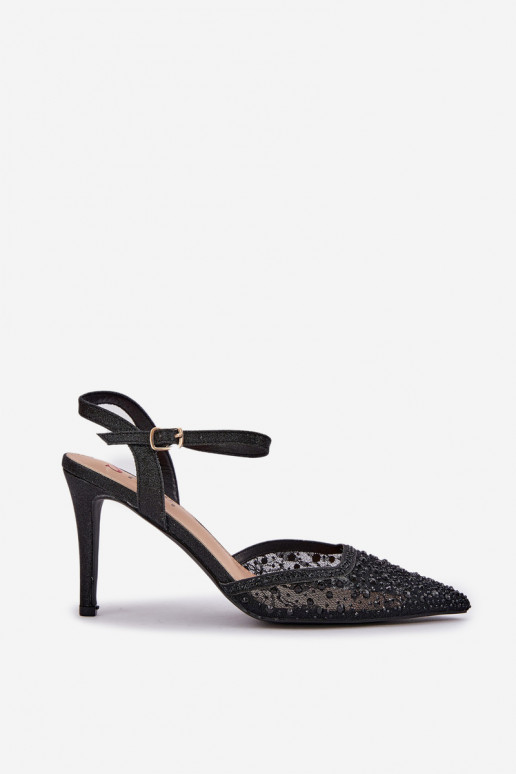 Kaunistustega kõrge kontsaga Terava ninaga jalatsid msuud Pealnadra