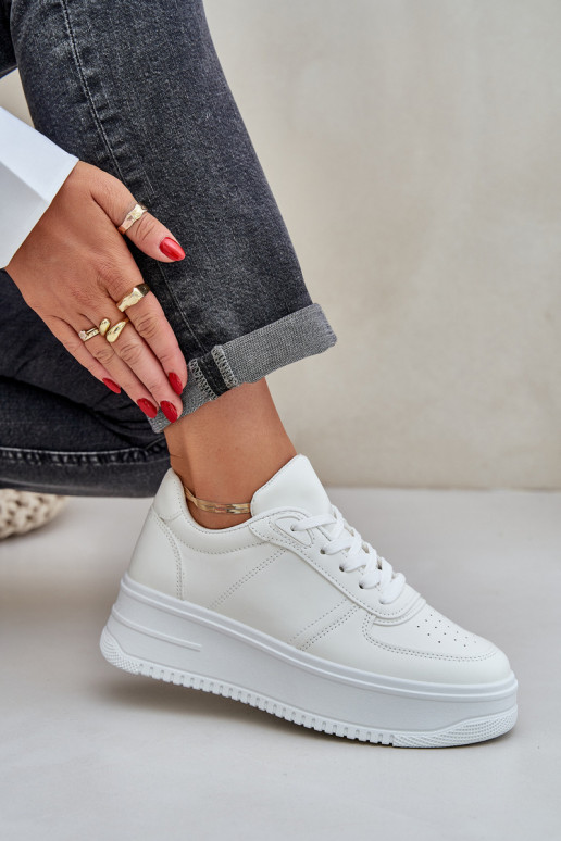 Kingad Sneakers eko-nahast platvormiga valget värvi Dorreia