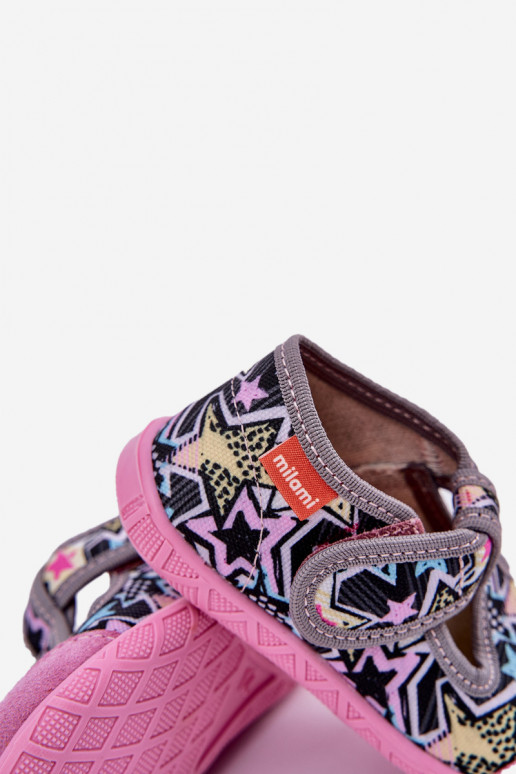 Plätud Milami Laste jalanõud krõpsudega kinnitatav Halli värvi-Tumeroosad värvi Jasimrra