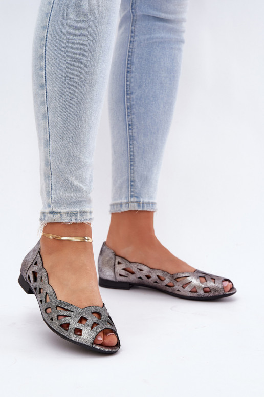 Ažuursed baleriinad Z Odkrytymi Palcami Hõbedat värvi Calgis Ažuursed baleriinad Z Odkrytymi Palcami Hõbedat värvi Calgis