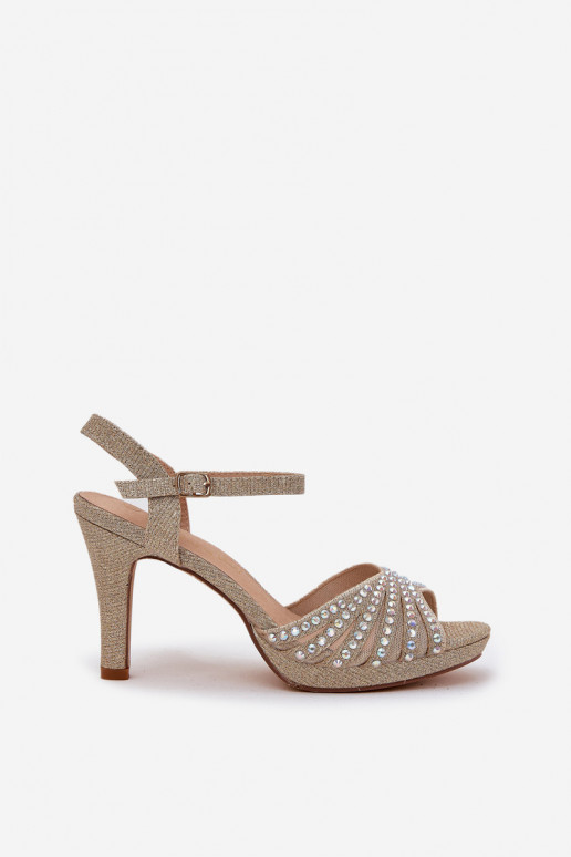 sandaalid kõrge jämeda kontsaga Kaunistusega Ja sära D&A MR1038-33 Kuldset värvi sandaalid kõrge jämeda kontsaga Kaunistusega Ja sära D&A MR1038-33 Kuldset värvi