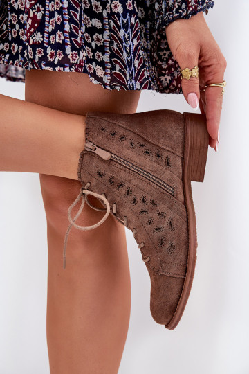 Sellel ondal Pealiste poolsaapad Ažuurse mustriga S.Barski HY51-185 pruunid värvi 2