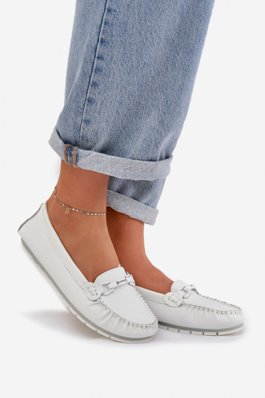 sileda tallaga Pealhk Mokassiinid kaunistustega S.Barski LR51-547 valget värvi