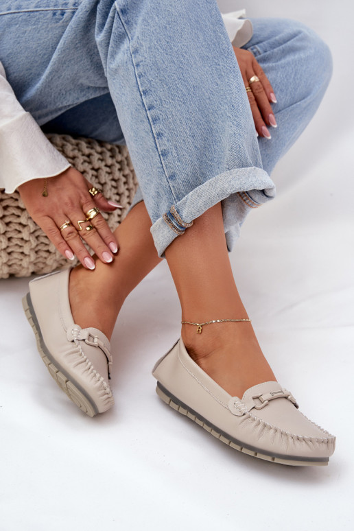 sileda tallaga Pealhk Mokassiinid kaunistustega S.Barski LR51-547 beeži värvi