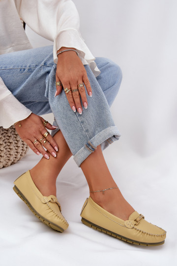 sileda tallaga Pealhk Mokassiinid kaunistustega S.Barski LR51-547 Kollased