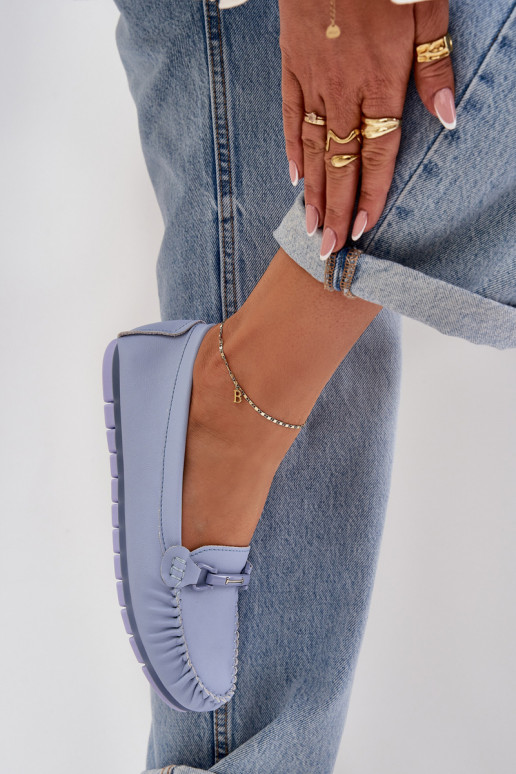 sileda tallaga Pealhk Mokassiinid kaunistustega S.Barski LR51-547 Sinist värvi sileda tallaga Pealhk Mokassiinid kaunistustega S.Barski LR51-547 Sinist värvi