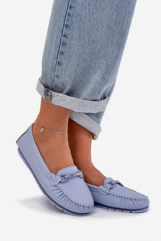 sileda tallaga Pealhk Mokassiinid kaunistustega S.Barski LR51-547 Sinist värvi sileda tallaga Pealhk Mokassiinid kaunistustega S.Barski LR51-547 Sinist värvi