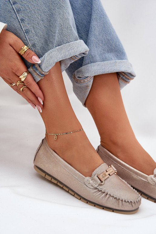 Läikivad sileda tallaga Mokassiinid Valmistatud naturaalsest nahast D&A LR51-546 Kuldset värvi Läikivad sileda tallaga Mokassiinid Valmistatud naturaalsest nahast D&A LR51-546 Kuldset värvi