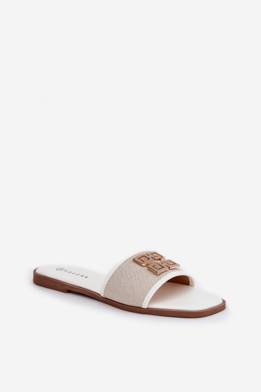 Elegantsed naiste plätud kaunistustega laiade nööridega valget värvi Lovehia