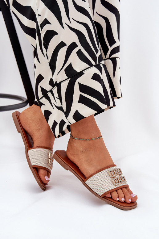 Elegantsed naiste plätud kaunistustega laiade nööridega pruunid värvi Lovehia