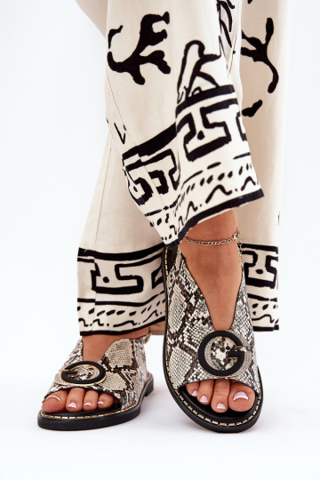 Sellel ondalad sandaalid kaunistustega Sellel ondu muster beeži värvi-pruunid värvi Haliones 2